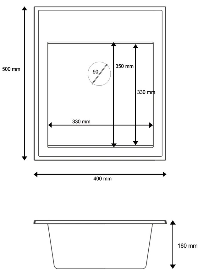 SINK Quality Mosogató minőségi Ferrum Új 4050, 1 kamrás gránit mosogató 400x500x185 mm + arany szifon, fekete foltos, FER.4050.BP.XG