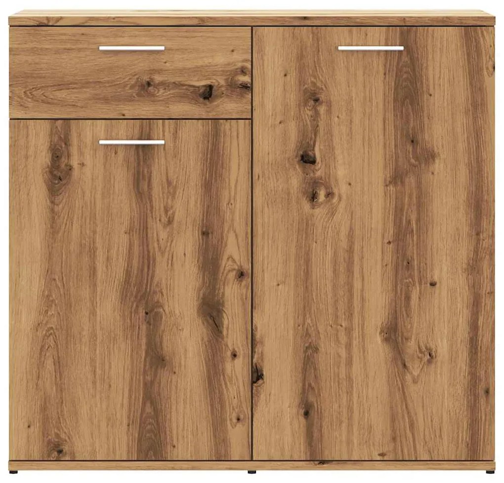 kézműves tölgy színű szerelt fa tálalószekrény 80 x 36 x 75 cm