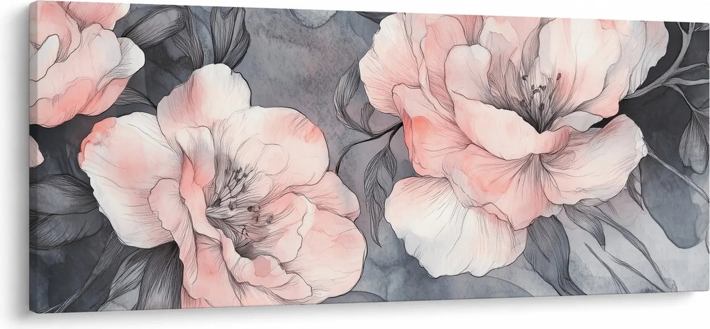 Kép - Virágok vázlata (120x50 cm)