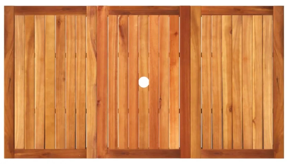 bézs polyrattan és akácfa kerti asztal 140 x 80 x 75 cm