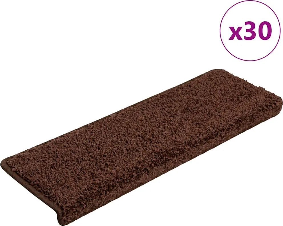 vidaXL 30 db lépcsőszőnyeg, barna, téglalap alakú széllel, 65 x 21 x 4 cm