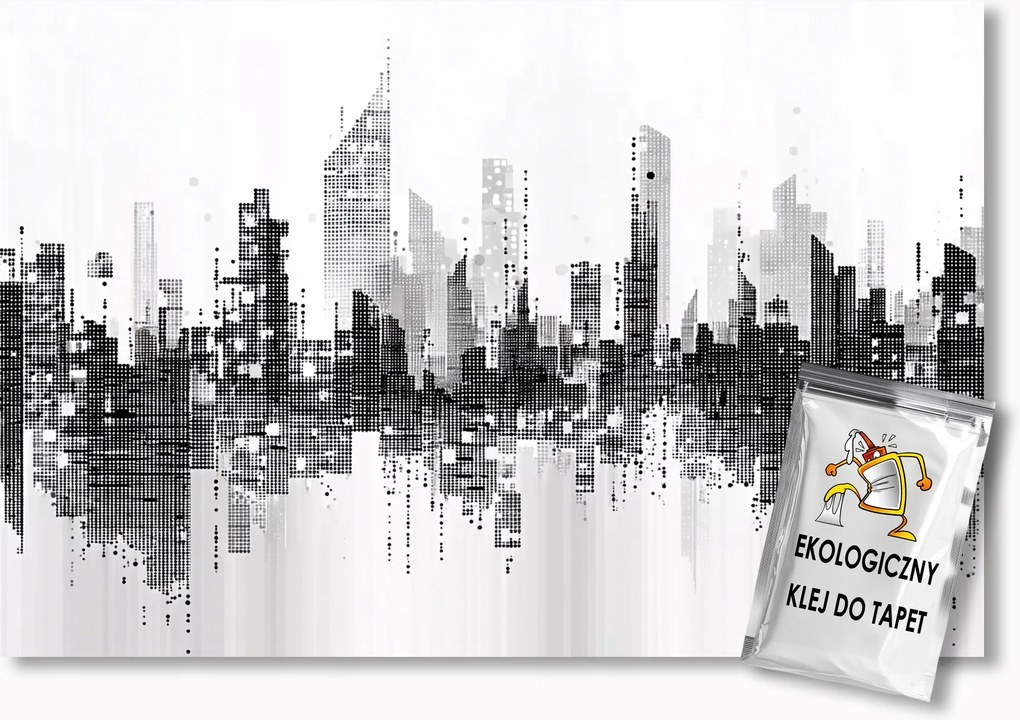 Fotótapéta Flizelina Grafika B&amp;w Város Panoráma Felhőkarcolók 300x210 ragasztó