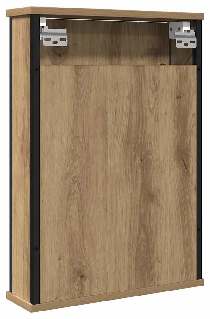 kézműves tölgy szerelt fa tükrös fürdőszobaszekrény 42x12x60 cm