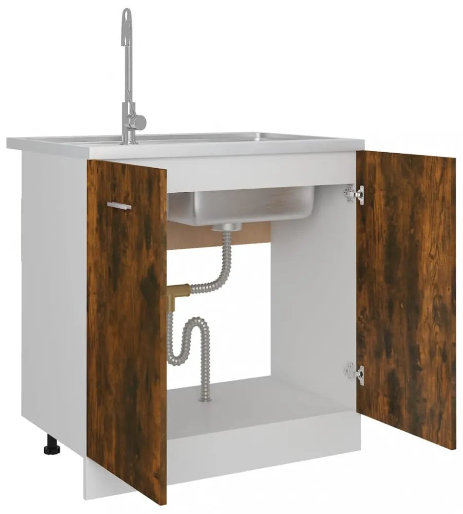 “Lyon” füstös tölgyszínű szerelt fa alsó mosogatószekrény