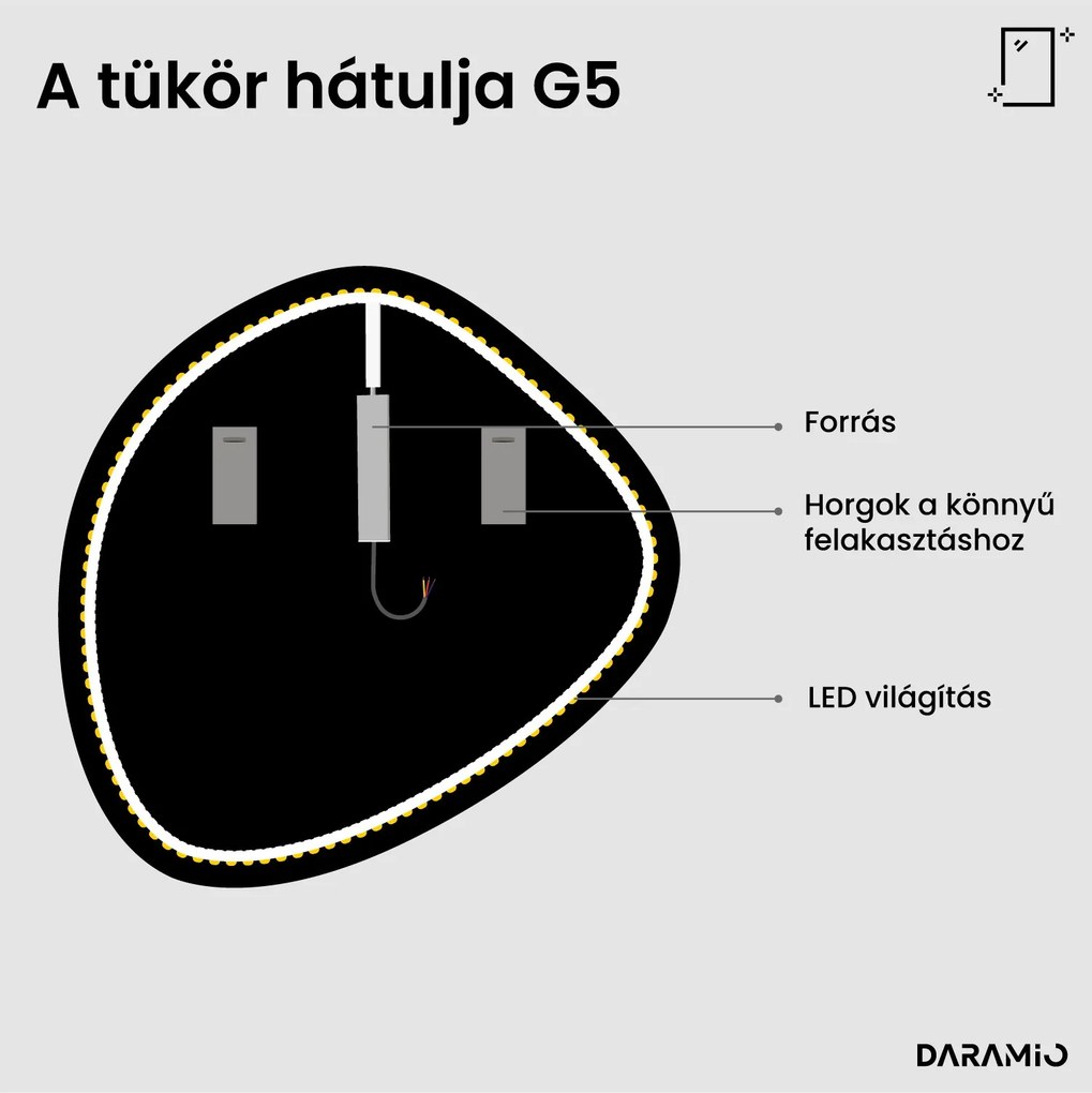 Aszimmetrikus tükör LED-világítással G5