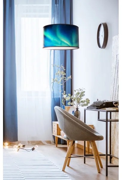 Duolla - Csillár zsinóron PRINT M 1xE27/40W/230V átm. 35 cm türkiz