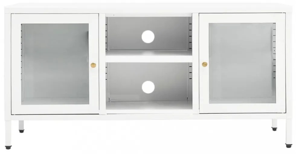 fehér acél és üveg TV-szekrény 105x35x52 cm