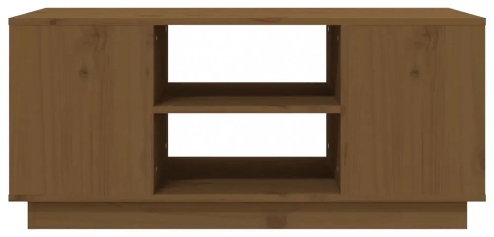 mézbarna tömör fenyőfa dohányzóasztal 90x49x40,5 cm