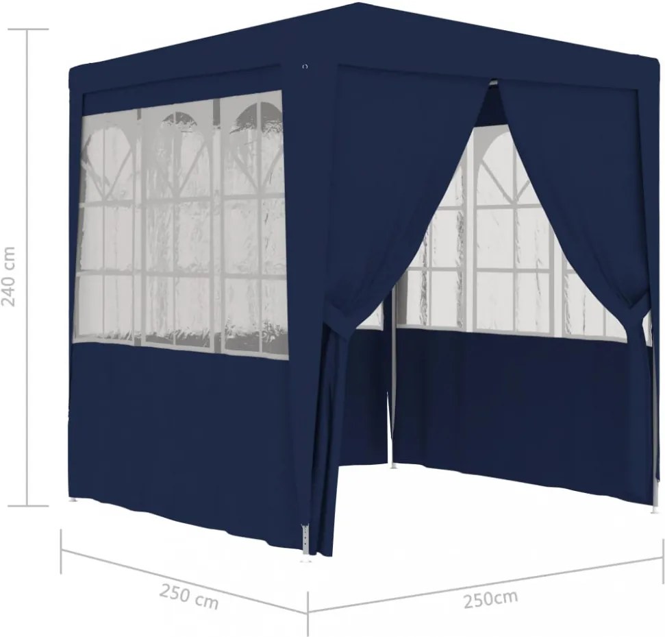kék rendezvénysátor oldalfalakkal 2,5 x 2,5 m 90 g/m²