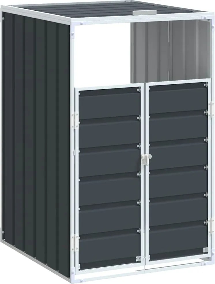 vidaXL antracit acél kerekes szemetes tároló 1 szemeteskukához 72 x 81 x 115 cm