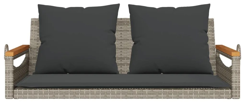 szürke polyrattan hintapad párnákkal 109 x 62 x 40 cm