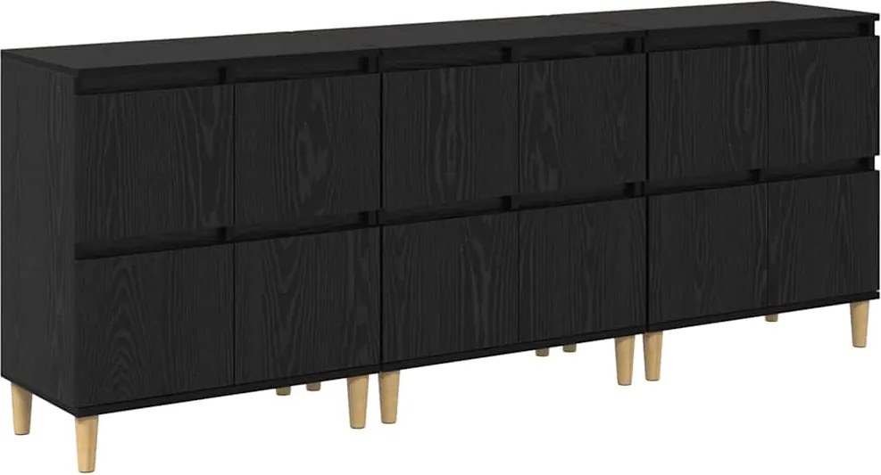 vidaXL Oldalszekrények 3 pcs Fekete tölgy 60 x 35 x 70 cm Faanyag