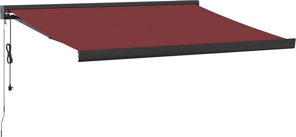 vidaXL burgundi vörös automata behúzható napellenző 350 x 250 cm