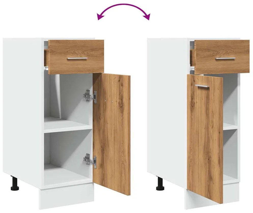 “Lyon” kézműves tölgyszínű szerelt fa fiókos alsószekrény