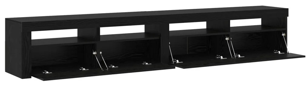 TV szekrények 2 db LED lámpával fekete tölgy szerelt fából