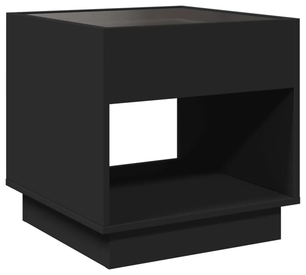 fekete végtelen hatású LED-es éjjeliszekrény 50 x 50x 50 cm