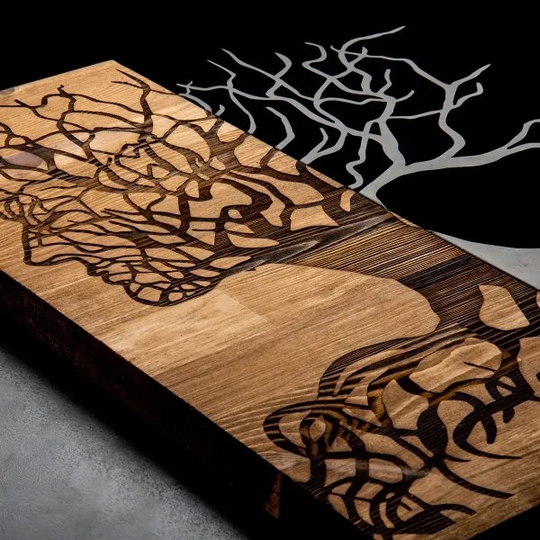 Fali dekoráció 45x58 cm Életfa fa/fém kivitelben