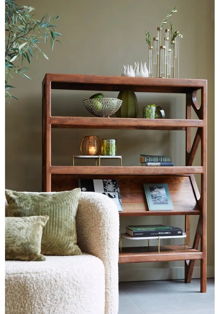 Barna akácfa könyvespolc 120x160 cm Yuki – Light &amp; Living