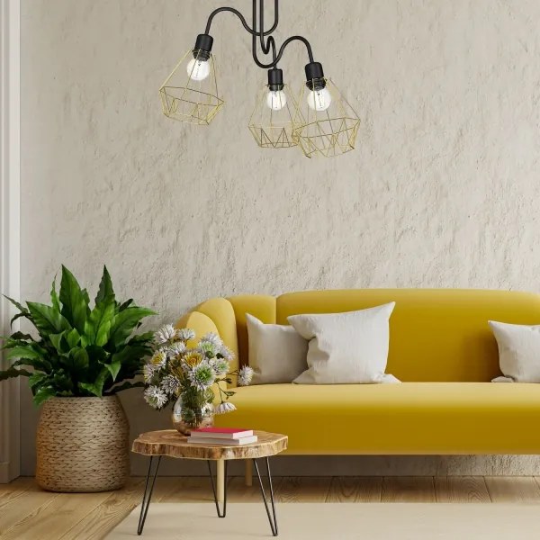 Felületre szerelhető csillár BERGEN 3xE27/60W/230V fekete/arany