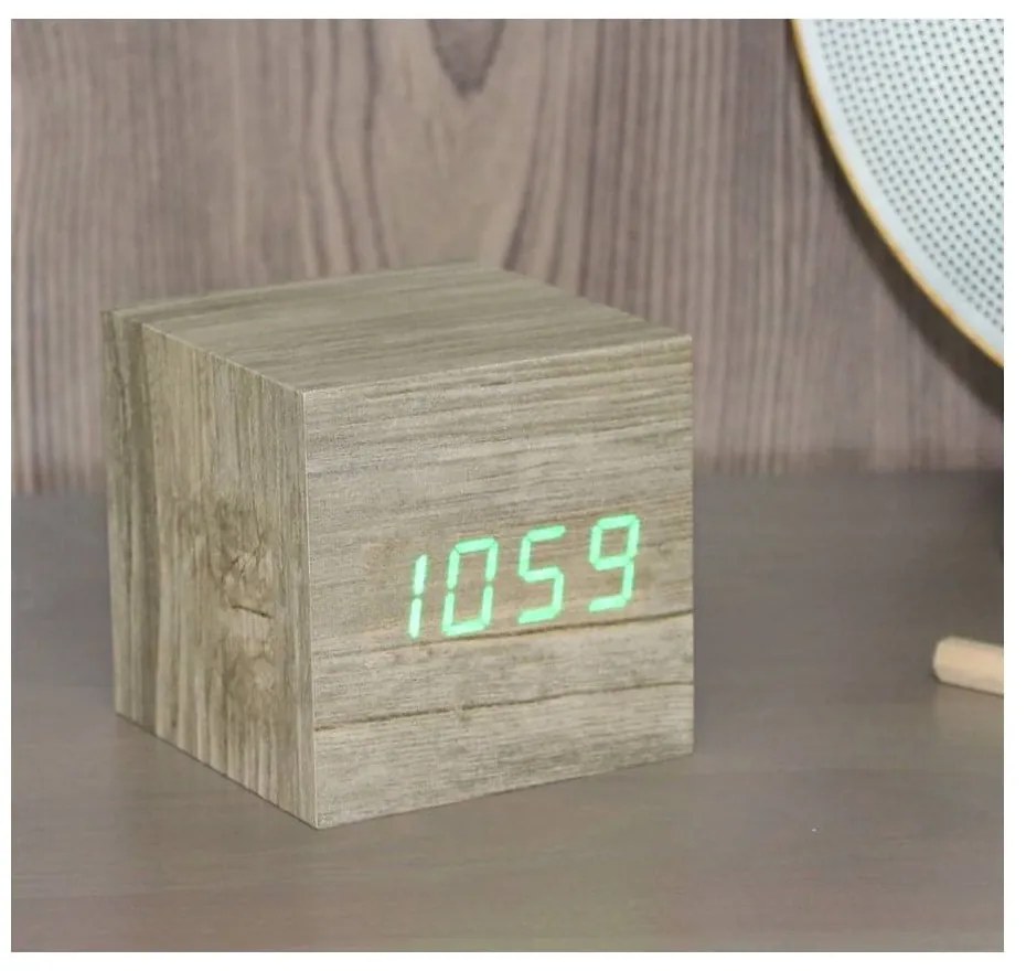 Digitális ébresztőóra Wooden Cube Click – Gingko