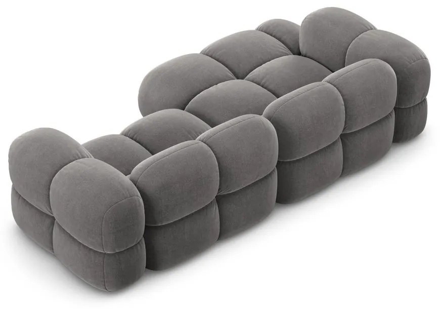 Szürke bársony sarokkanapé (bal oldali-heverő résszel) Loretto – Cosmopolitan Design