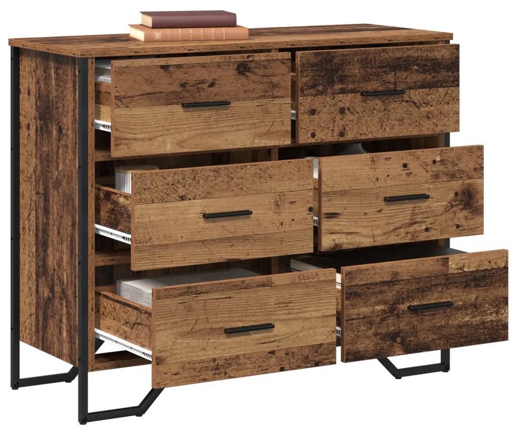 vidaXL Fiókos Szekrény Régi Fa 91x35.5x74.5 cm Szerelt Fa