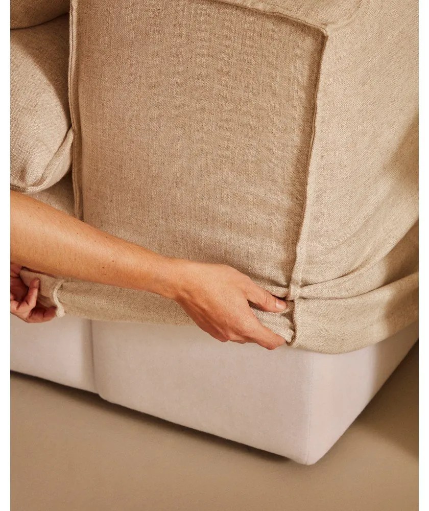 Bézs len kanapé 280 cm Anarela – Kave Home