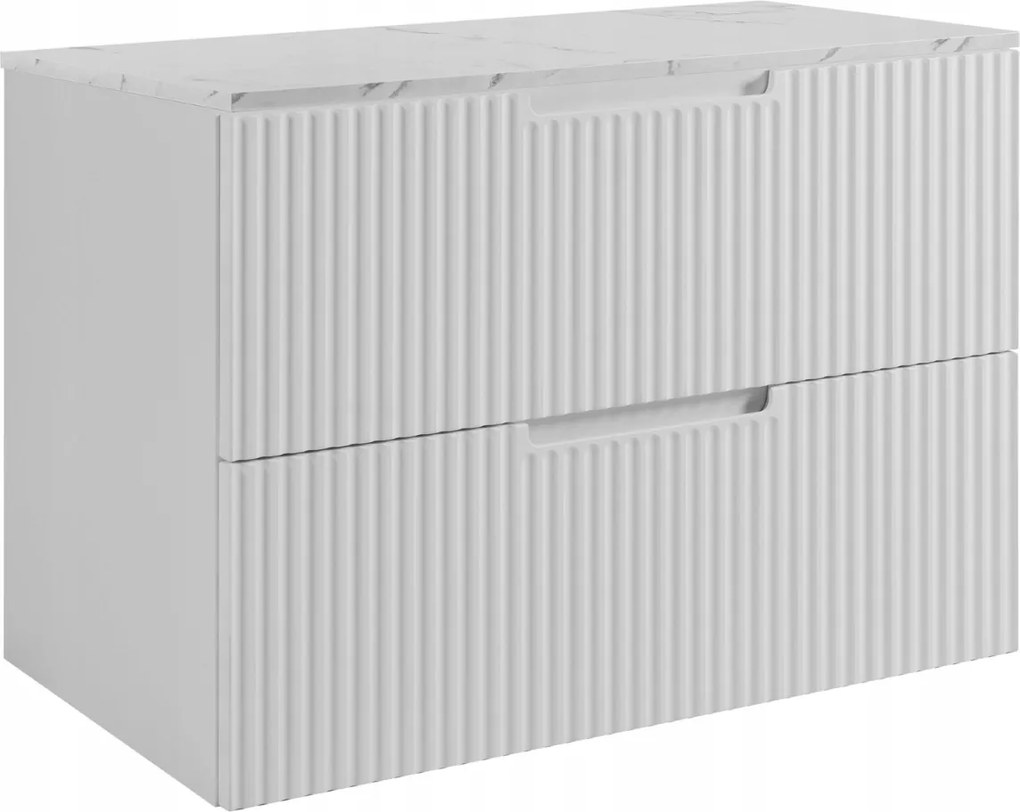 Fürdőszoba szekrény Mosdó Alá 60 fehér Frontok Asztallap Márvány