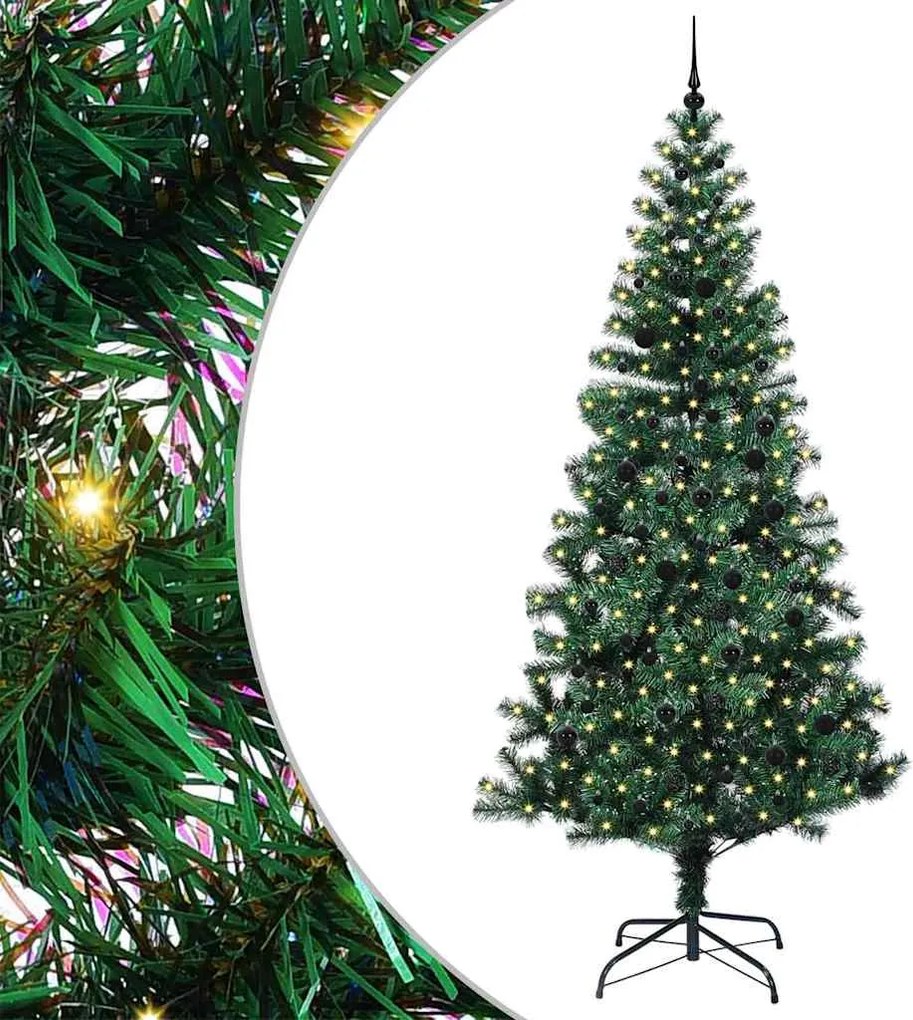 vidaXL Mesterséges, előre világított karácsonyi fa Zöld 240 cm