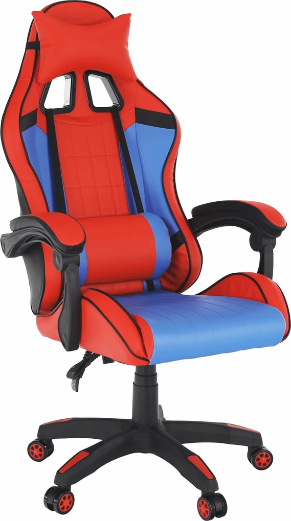 Irodai/gamer szék, kék/piros, SPIDEX NEW