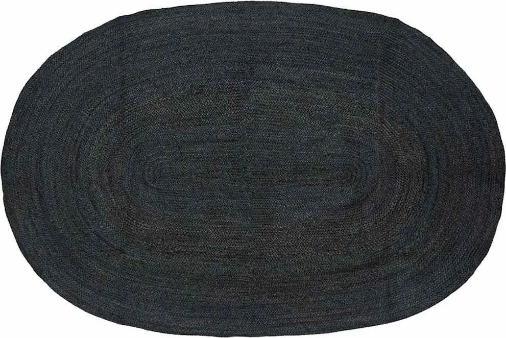 vidaXL Területszőnyegek Ovális Fekete 152 x 245 cm Juta