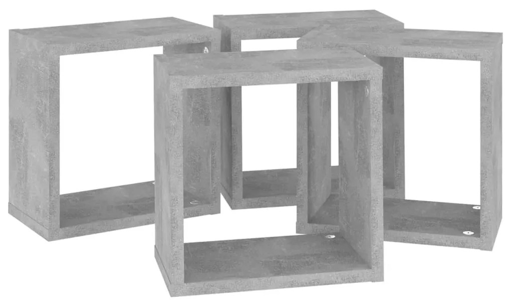 4 db betonszürke fali kockapolc 26 x 15 x 26 cm