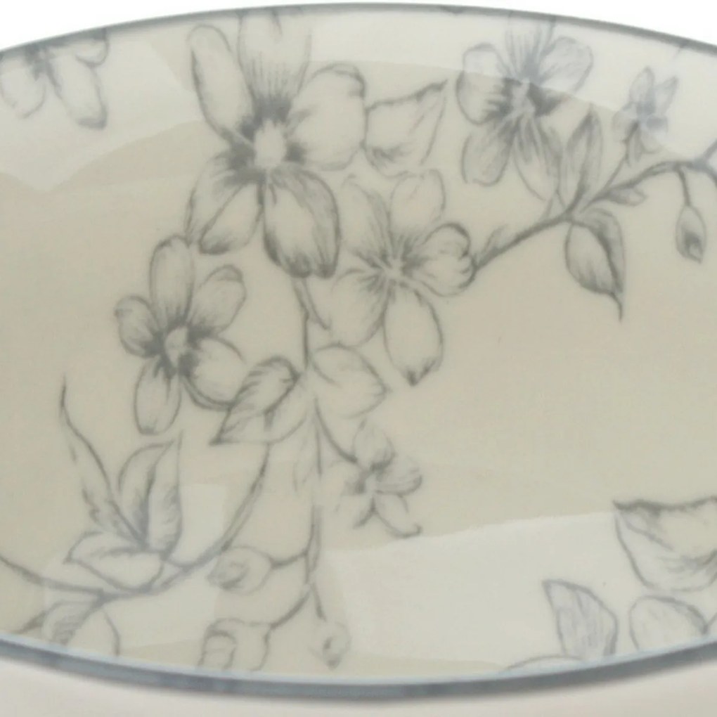 6 darab kerámia tálka szelíd virágok 11,5 cm, szürke