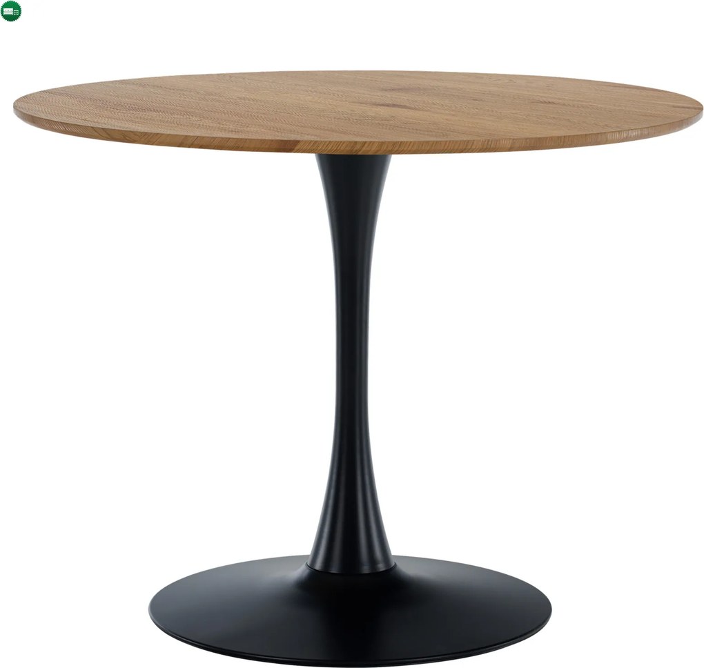 Étkezőasztal, tölgy/fekete, átmérő 110 cm, REVENTON NEW
