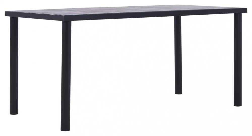 fekete és betonszürke MDF étkezőasztal 160 x 80 x 75 cm