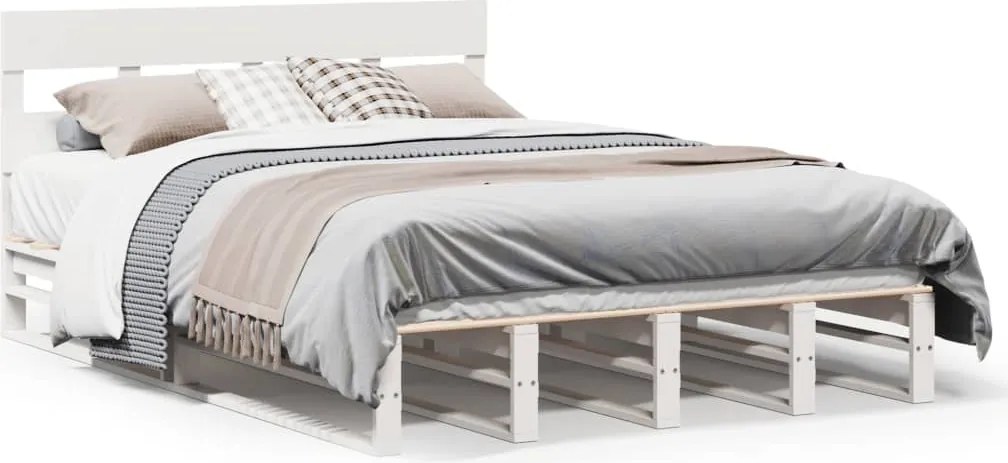 vidaXL fehér tömör fenyőfa ágy matrac nélkül 120 x 200 cm