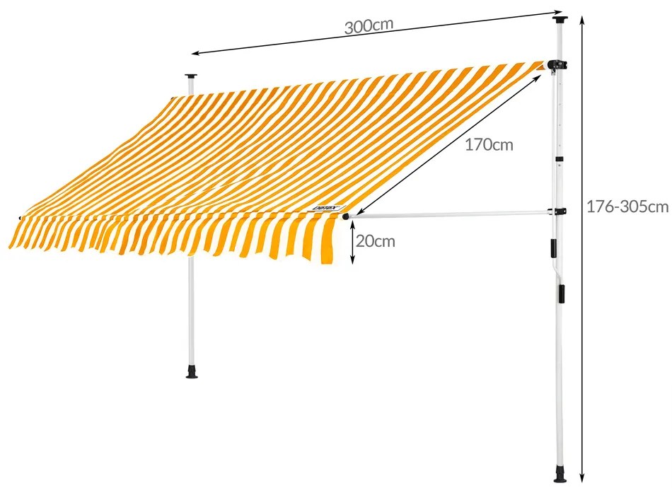 Detex® Sárga-fehér napellenző - 300 cm