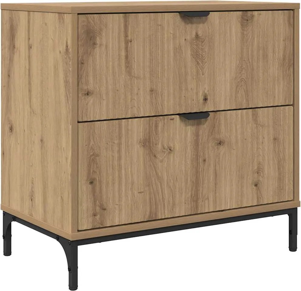 vidaXL Éjjeli asztal fiókkal kézműves tölgy 63.5 x 36 x 61 cm Faanyag