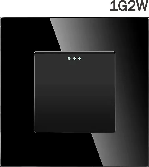 Villanykapcsoló 1G2W Szimpla Lépcsős Üveg Keret FI60 Fekete