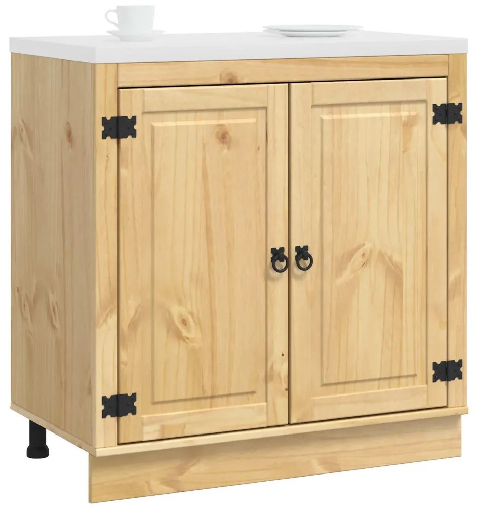 Cabinet polcokkal tárolóval Méz 80 x 46 x 81,5 cm Tömör fenyőfa