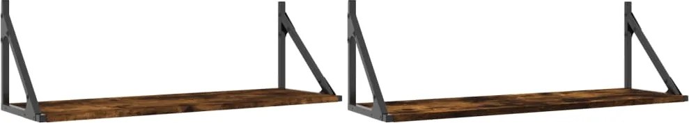 vidaXL 2 db füstös tölgy színű szerelt fa fali polc 80 x 25 x 25,5 cm