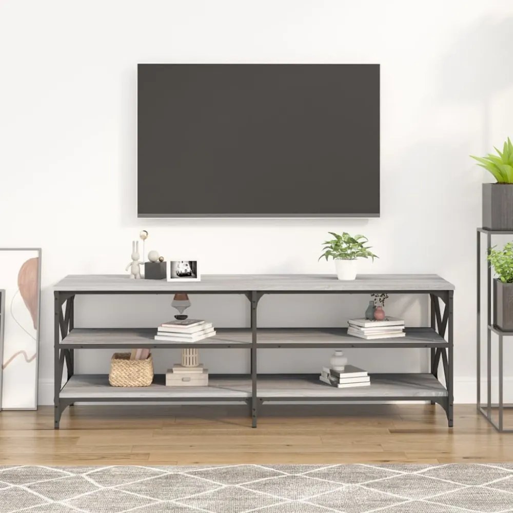 szürke sonoma színű szerelt fa TV-szekrény 140 x 40 x 50 cm