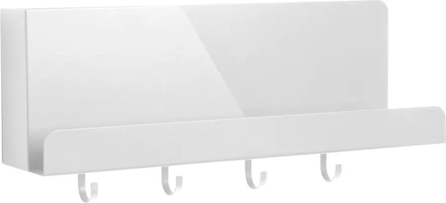 Perky fehér fém fali rendszerező akasztókkal, hossz 46 cm - PT LIVING