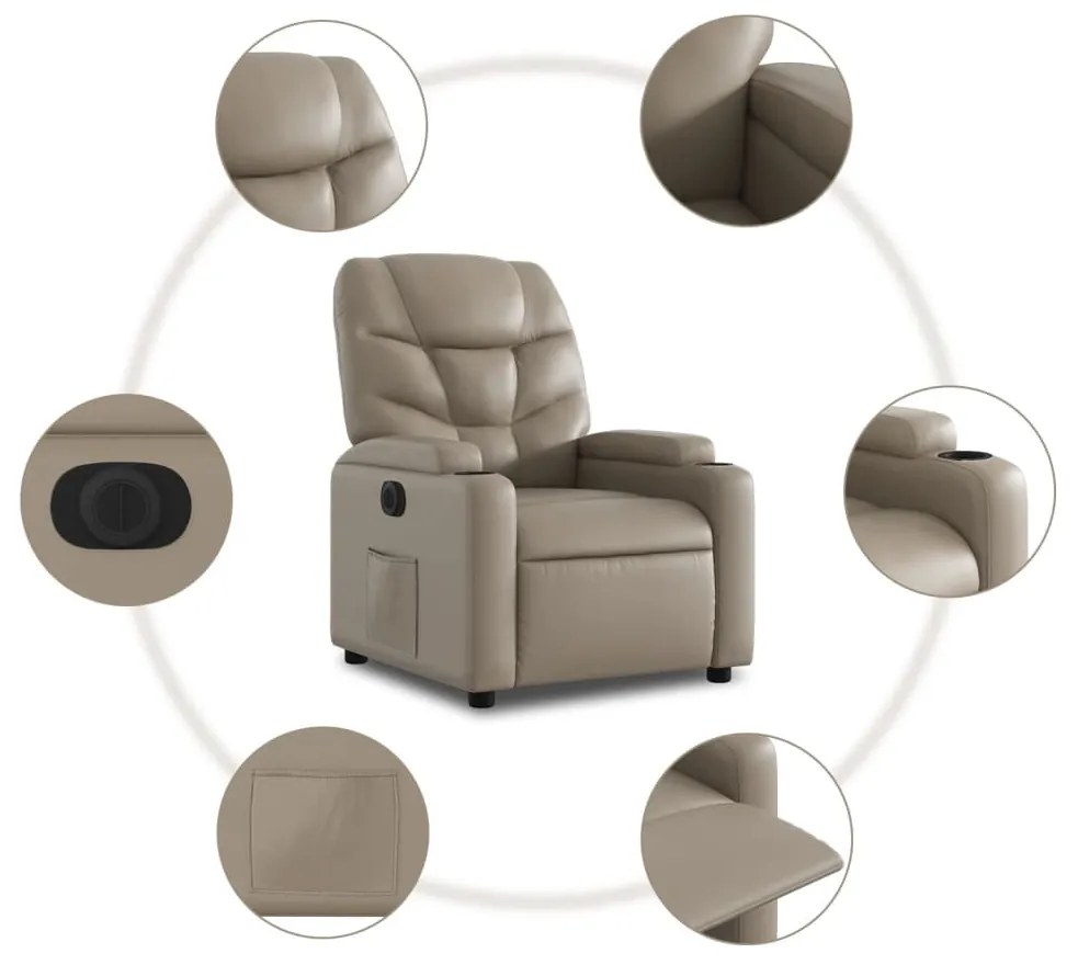 vidaXL elektromos kávészínű műbőr felállást segítő dönthető fotel