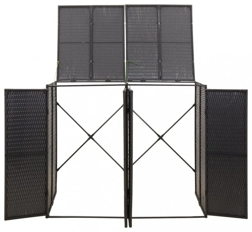 fekete polyrattan dupla kerekeskuka tárolófészer 140x80x117 cm