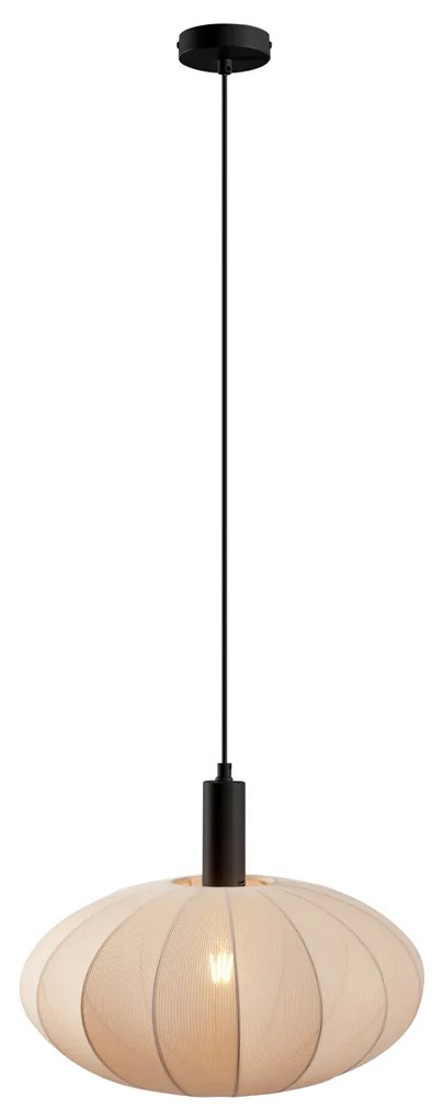 Japandi függőlámpa fekete barna szövetbúrával - Bida