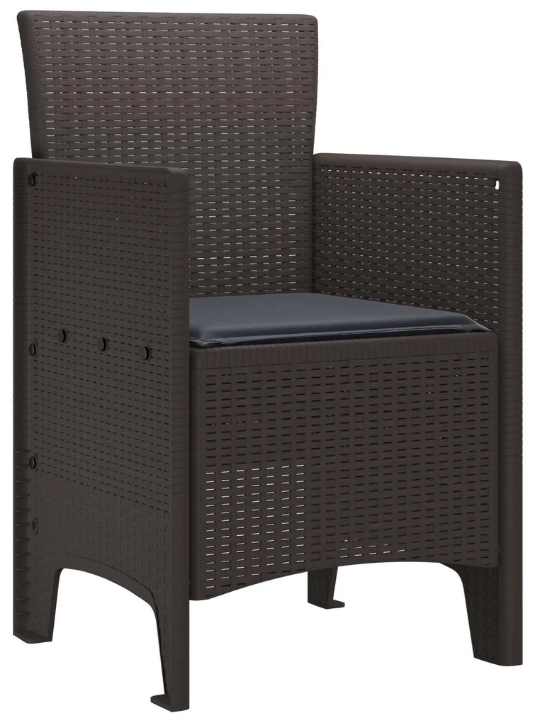 vidaXL Kerti Szék párnával 2 pcs Barna 53 x 49 x 85 cm Polipropilén