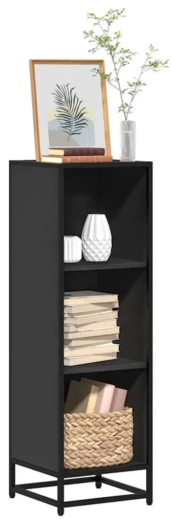 fekete szerelt fa könyvszekrény 33,5x33x107,5 cm