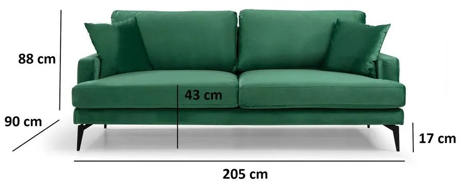 Zöld kanapé 205 cm Papira – Balcab Home