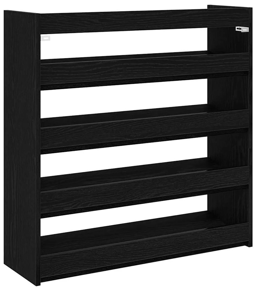 fekete szerelt fa cipőtároló szekrény 80x25x81 cm